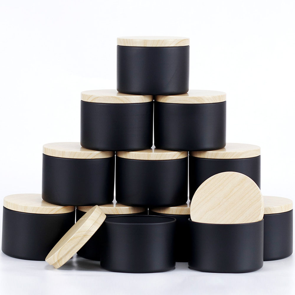 Black Tin Candle - Pots de bougies noirs de 4oz,