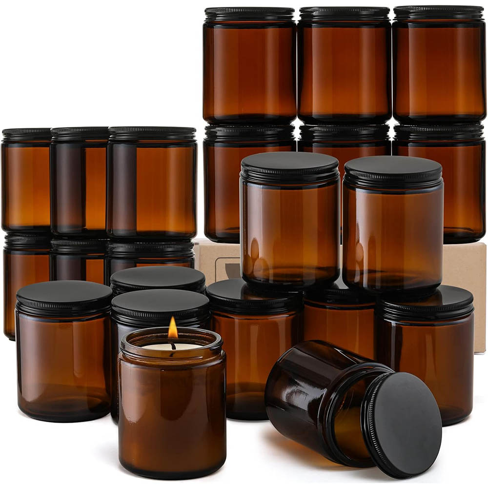 Black Tin Candle - Bocaux en verre ambré de 8