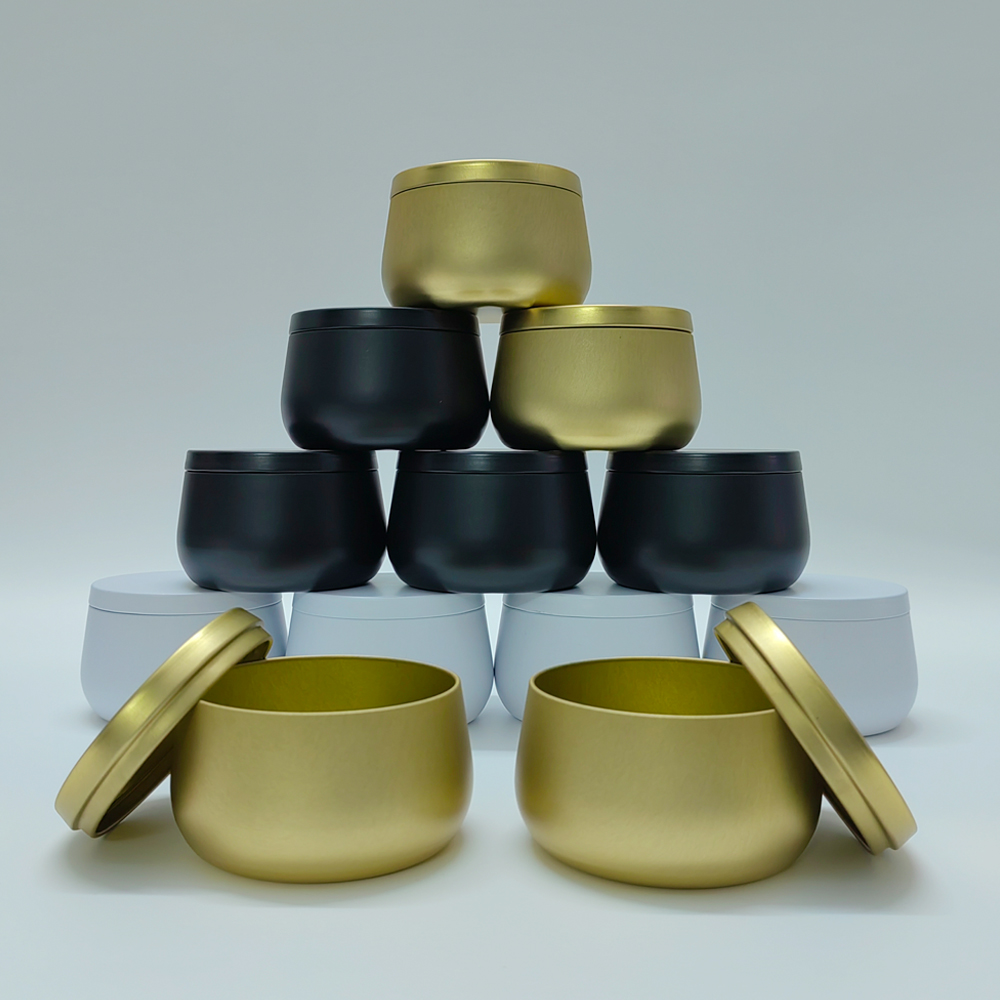 Black Tin Candle - Pots de bougies en métal blanc
