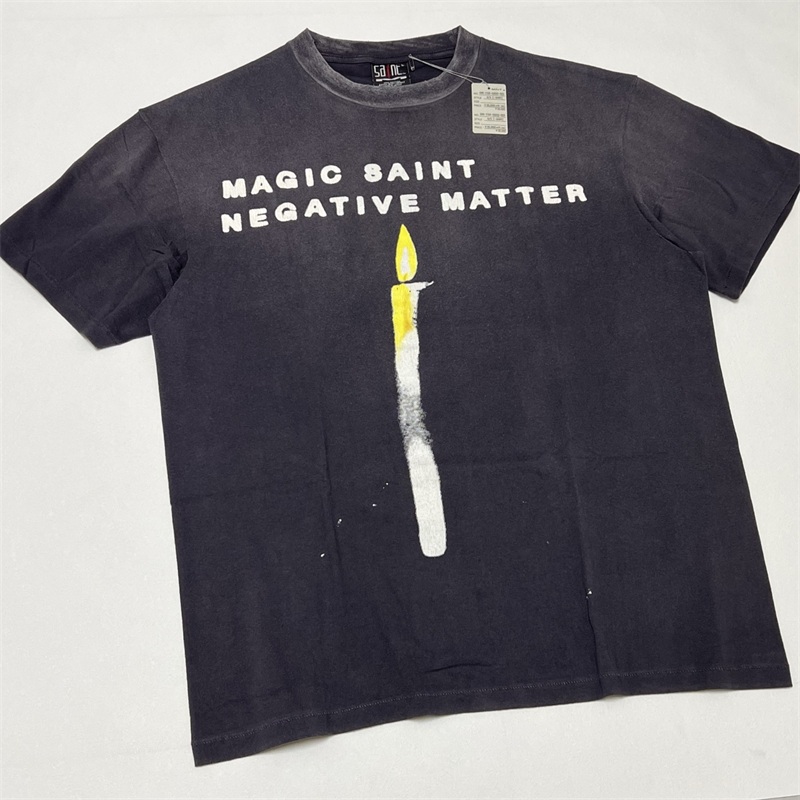 Black Tin Candle - T-shirt noir délavé SAINT MICHAEL CANDLE