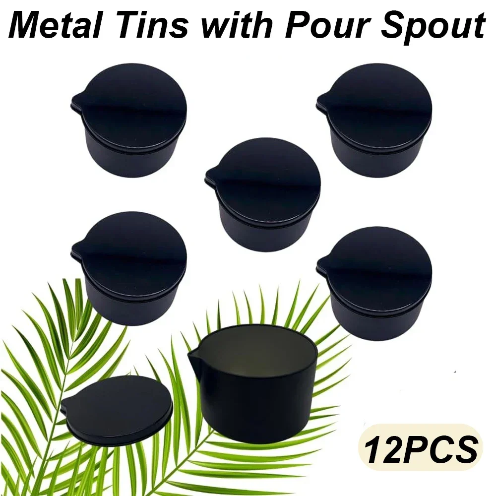 Black Tin Candle - Boîtes métalliques argentées et noires, 12
