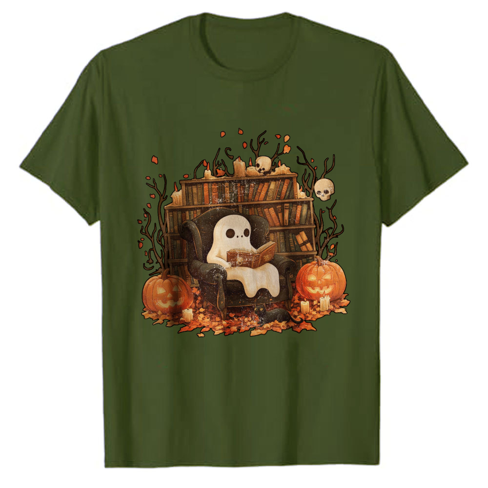 T-shirt fantôme mignon lisant, - Black Tin Candle avis et prix