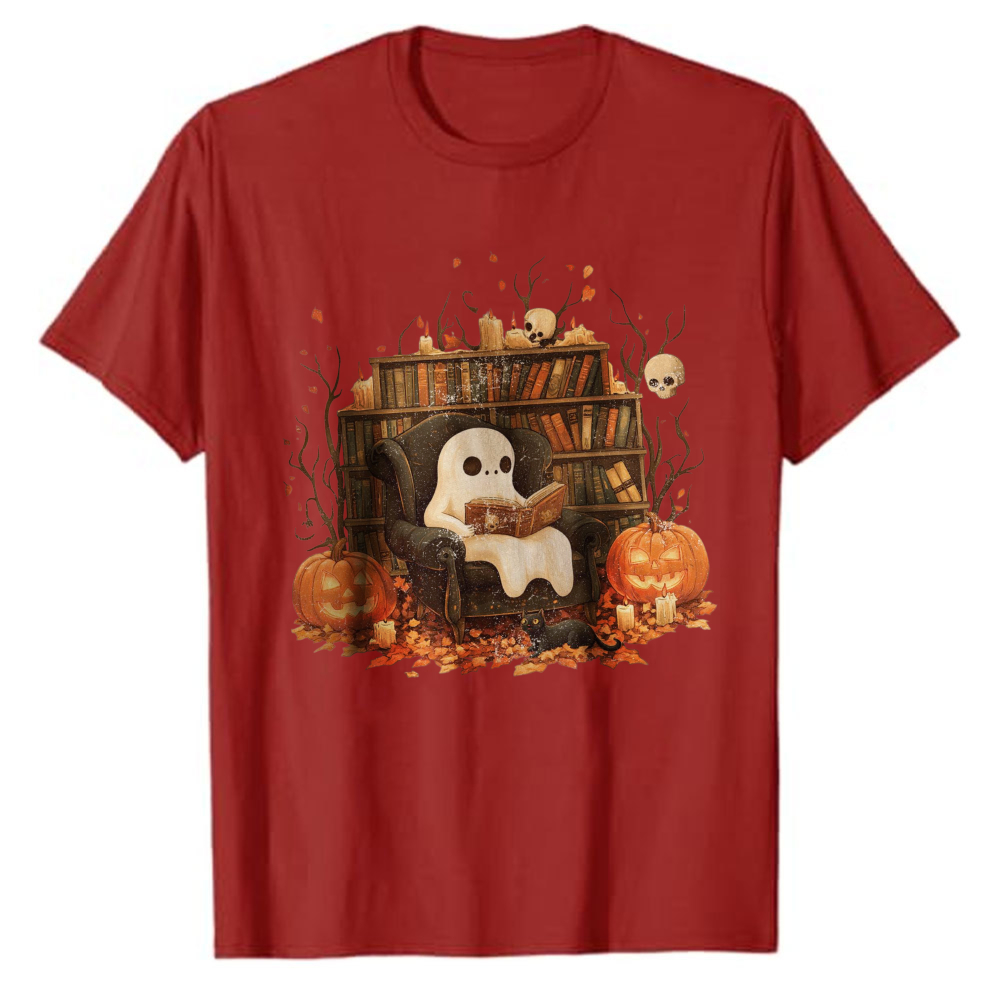 T-shirt fantôme mignon lisant, - Black Tin Candle avis et prix