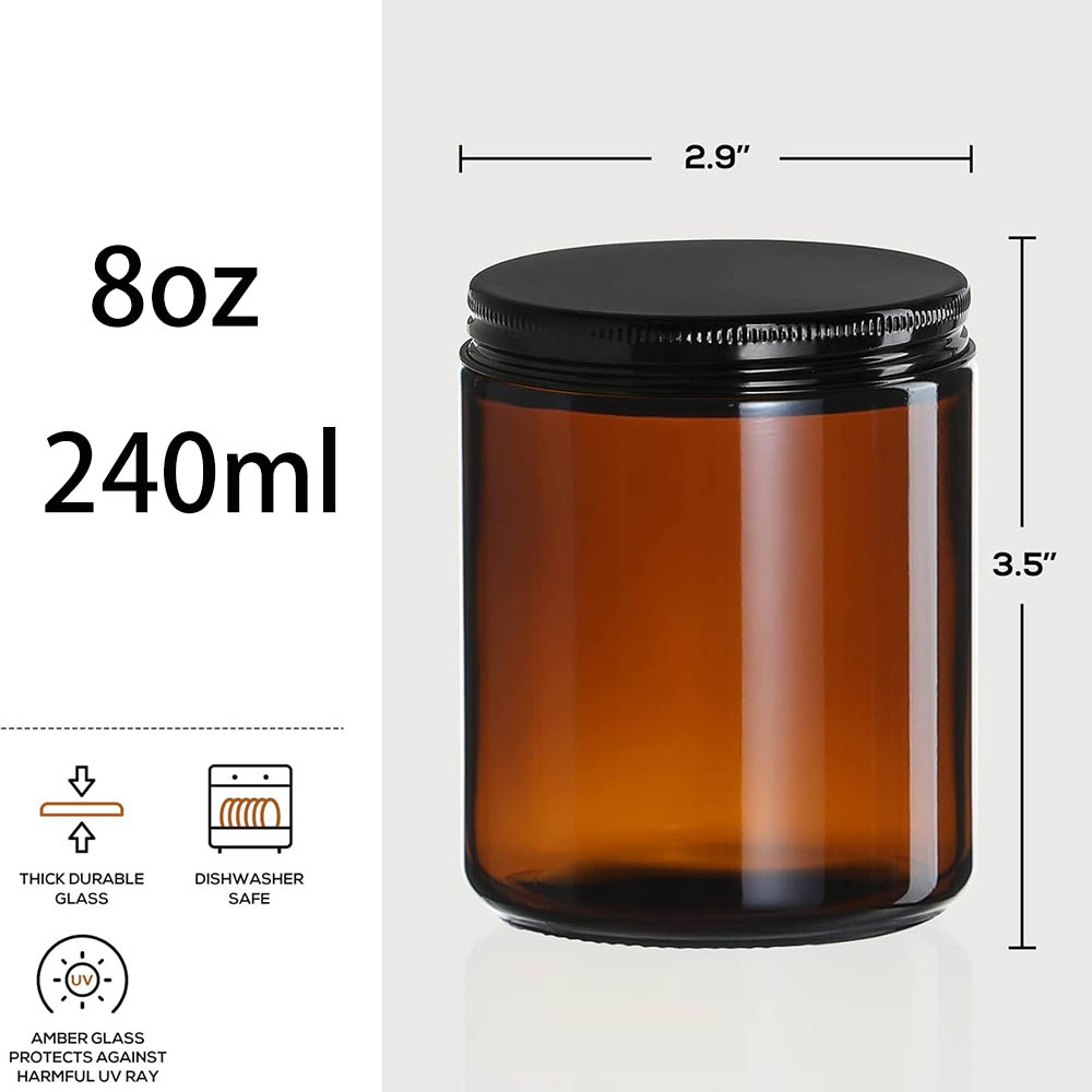 Bocaux en verre ambré de 8 oz  - Black Tin Candle avis et prix