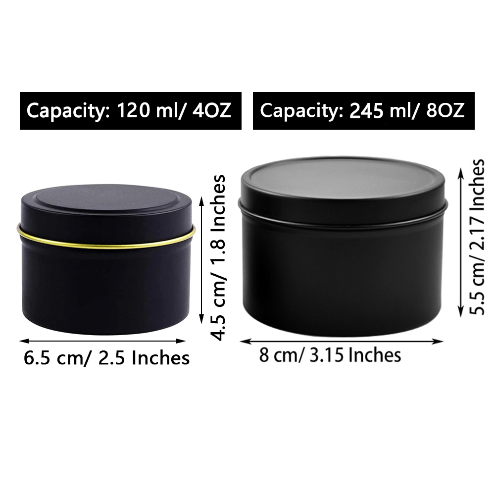 Boîtes de bougies avec couverc - Black Tin Candle avis et prix