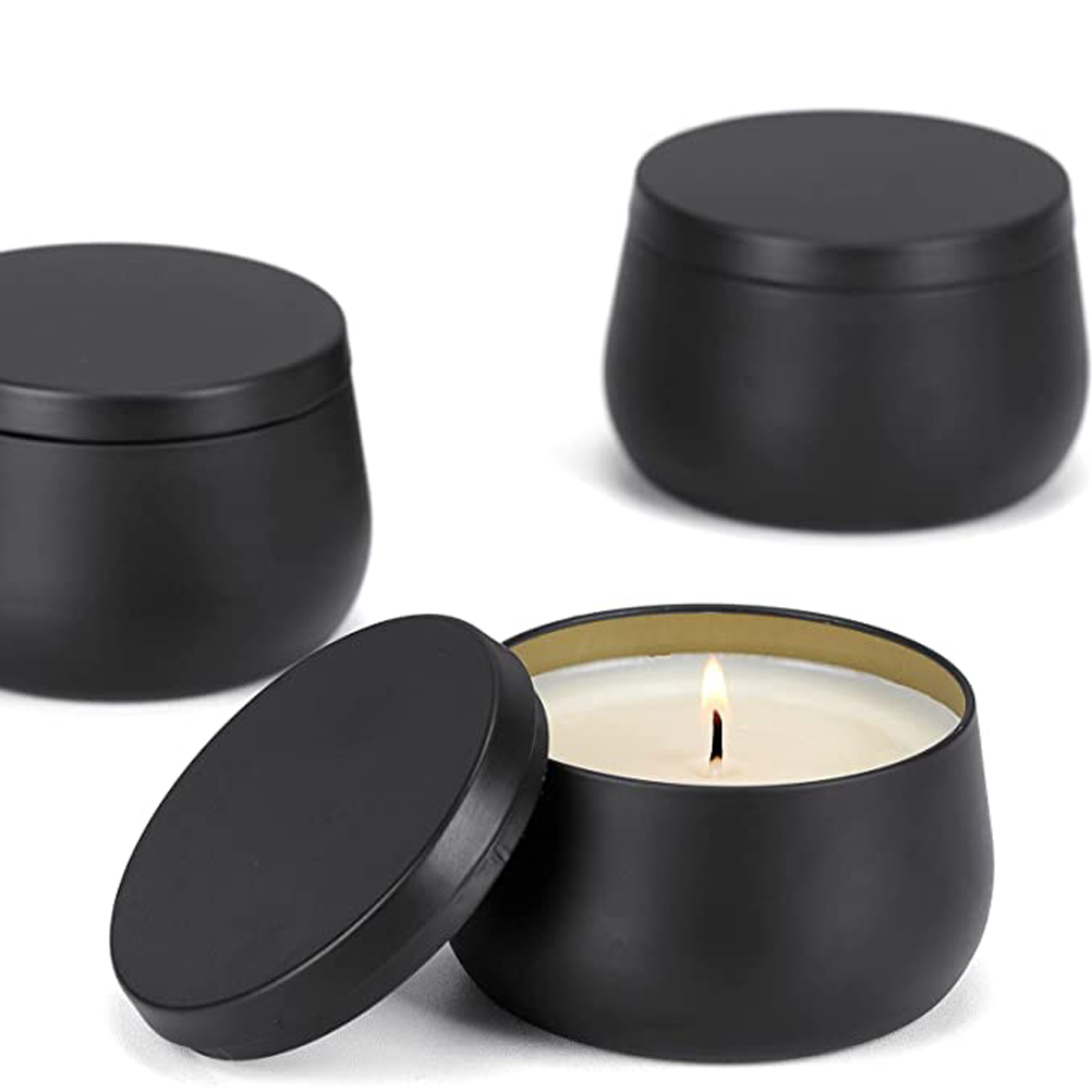 Pots de bougies en métal blanc - Black Tin Candle avis et prix